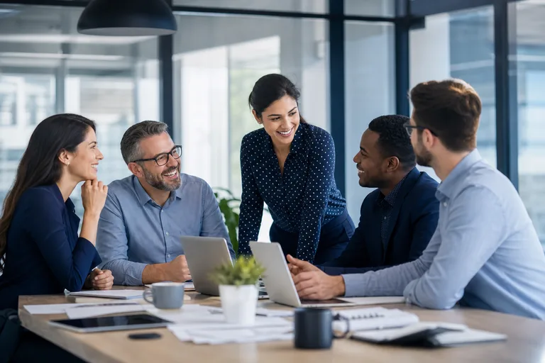 Equipe reunida em uma empresa